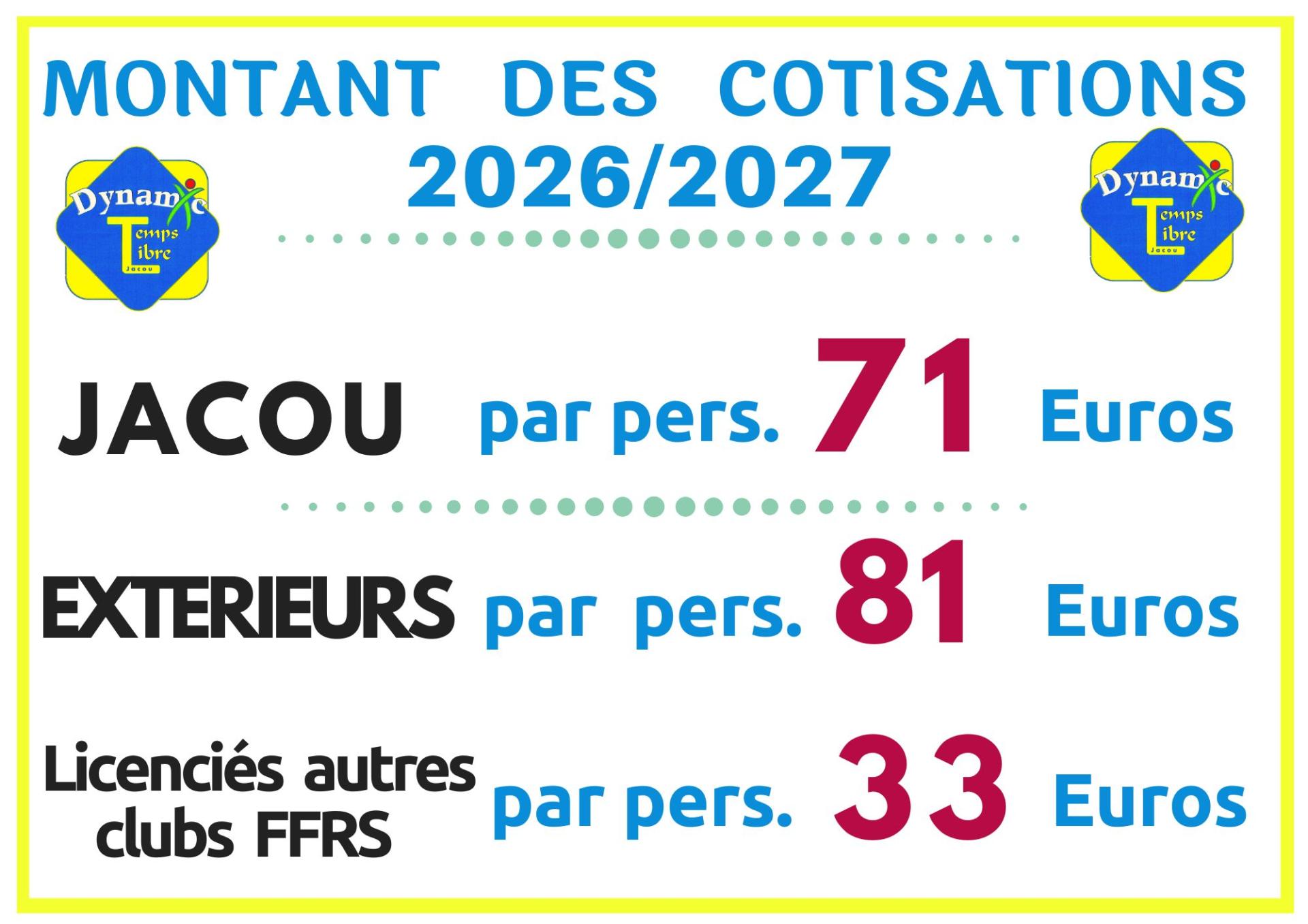 Cotisations 2026 2027